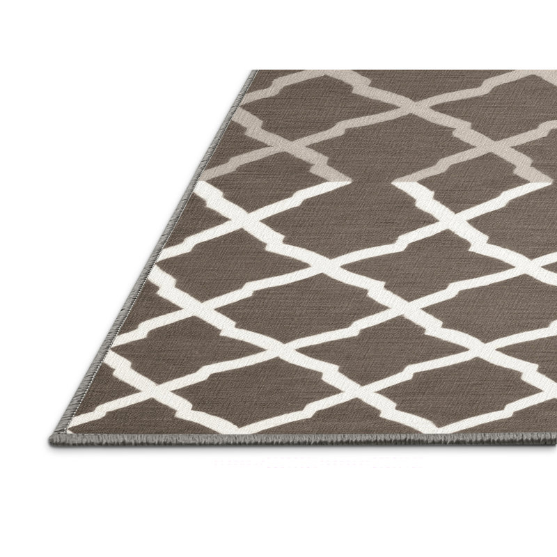 Tapis gris en treillis lavable à la machine, Carré 4 pi