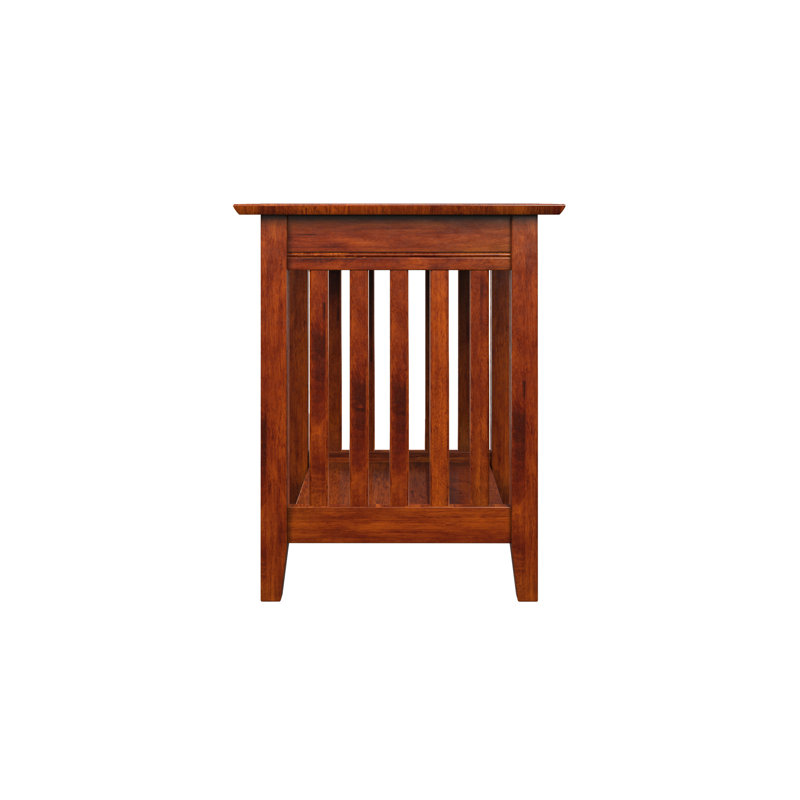 Walnut Mission Printer Stand with USB Charging Station