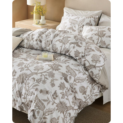 Bedsure 100% Cotton Reversible Floral Duvet Cover King Size - Entwined Vines Pattern Printed Comforter Cover With Zipper Closure & 2 Pillow Shams, Com