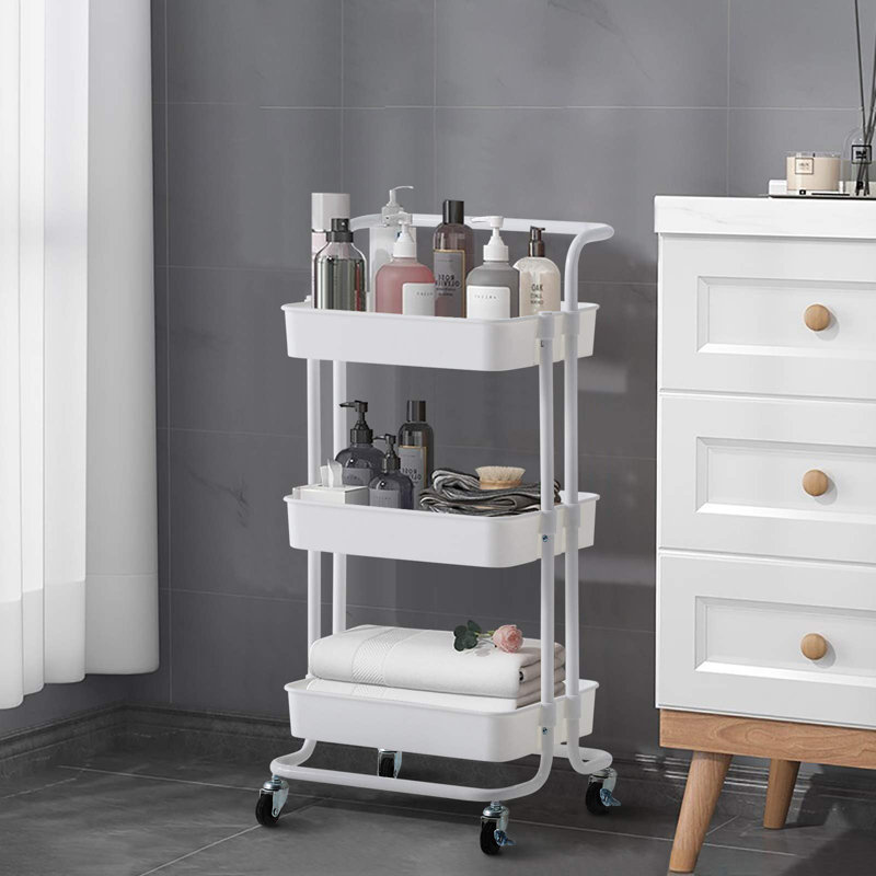 Huley Marble Top Kitchen Cart, White