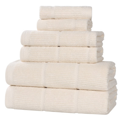 Milo Smart Twist Viscose Cotton Blend Medium Weight Quick Dry Solid Ribbed 6 Piece Bath Towel Set
