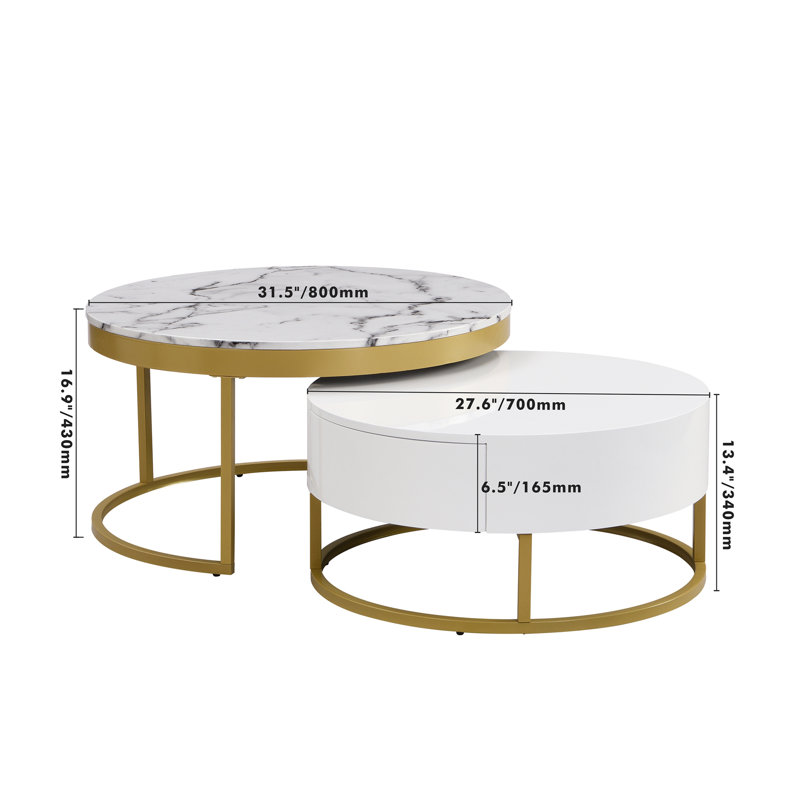 Nahom Nesting Coffee Table, Dark White
