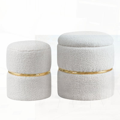 Luxurious Sherpa Fabric Ottoman with Storage, Comfortable and Durable for Multi-Use in Modern Homes