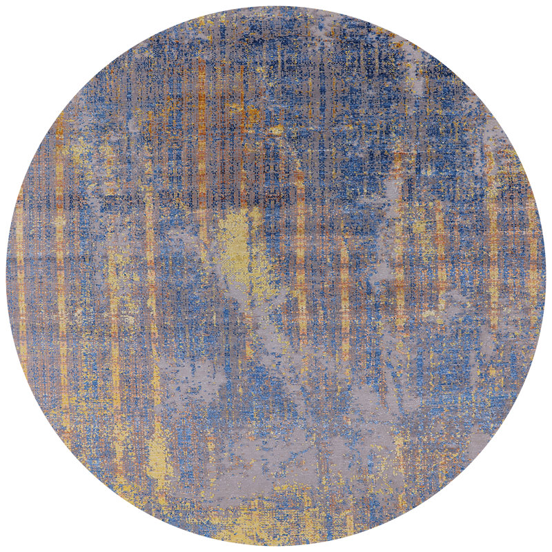 Tapis bleu / jaune Buellton, Rond 4 pi