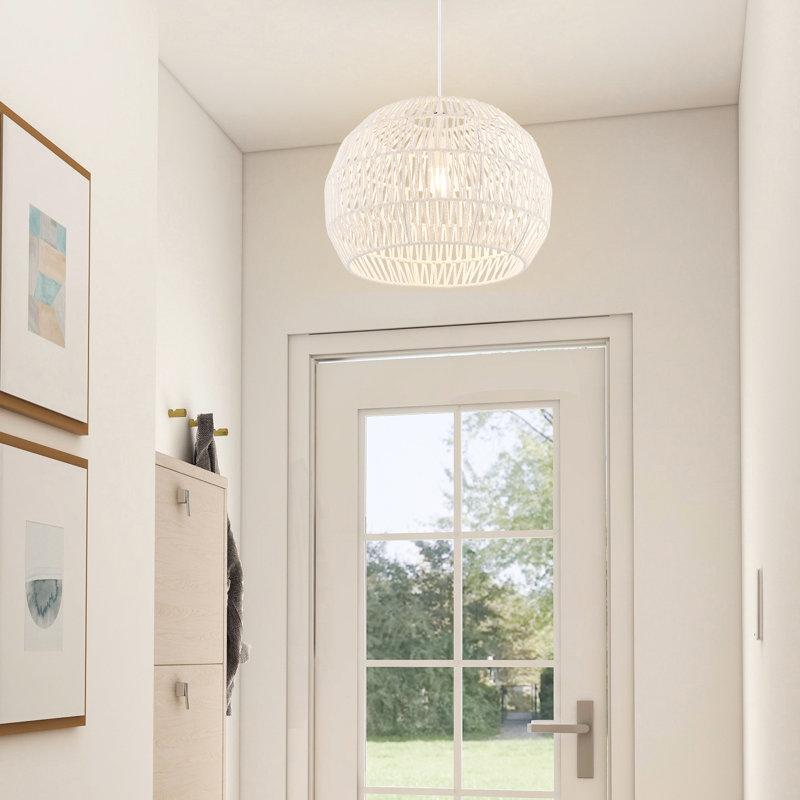 Luminaire suspendu en forme de dôme beige à 1 lumière Amiliah