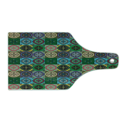 Ambesonne Colorful Tempered Glass Cutting Board Traditional Vibrant Multicolor