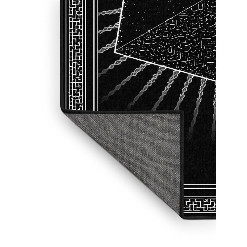 Soft Plush Collier Mecca Kaaba Classic Oriental Area Rug in Gray – Black Binding, 8x10