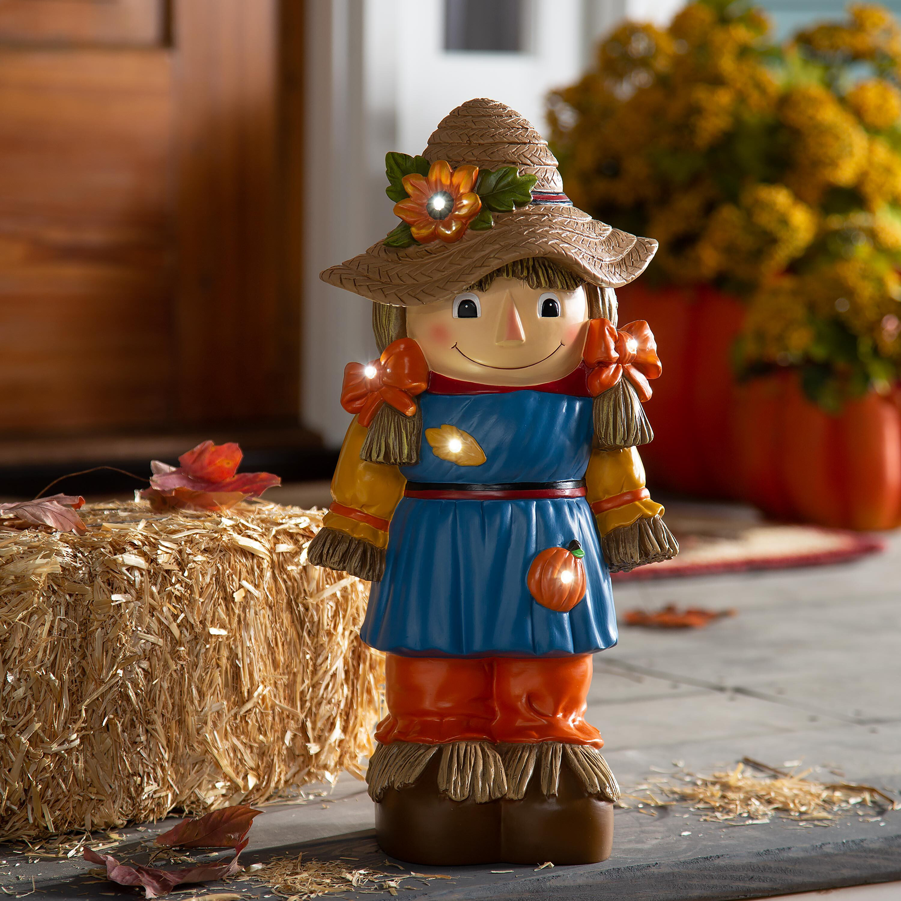 Plow & Hearth Indoor/Outdoor Lighted Scarecrow Shorty Statue | Wayfair