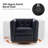 Sonika 32.5" W Genuine Leather Square Swivel Barrel Club Chair with Solid Wood Frame-98304173