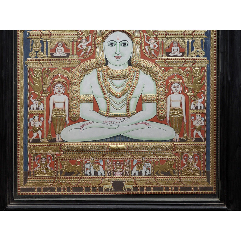 Jain Tirthankara Parshvanatha, peinture en or 24 carats | Œuvre de capuchon de serpent traditionnel indien | Décoration murale spirituelle