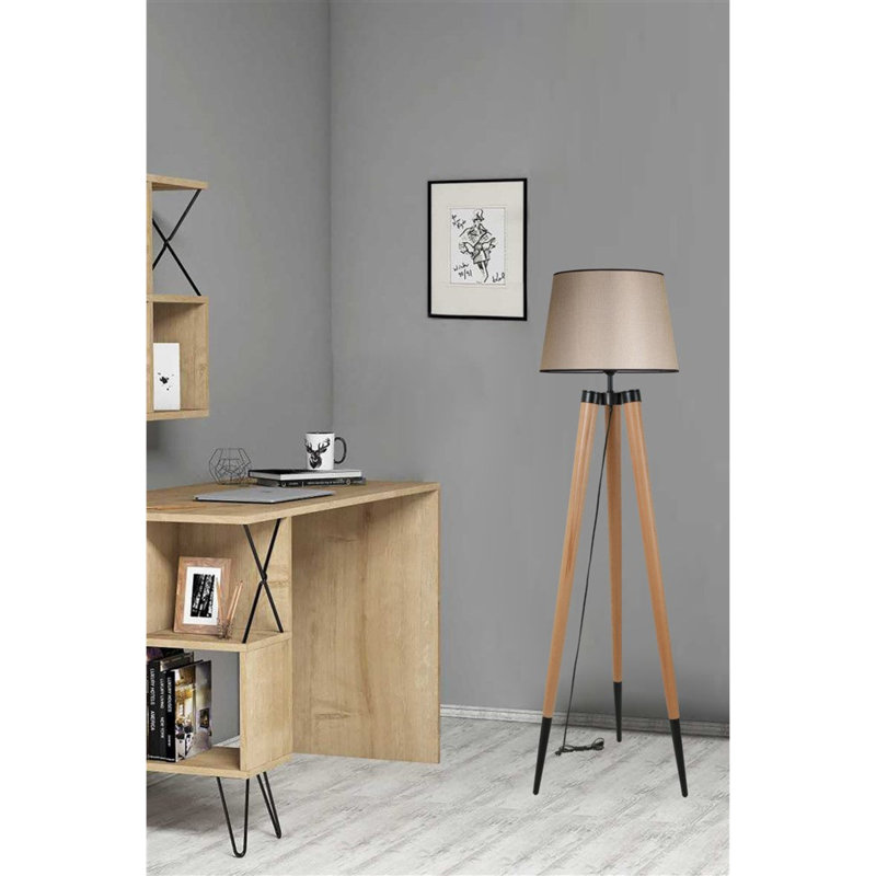 Lampe trépied 65 "Claytor, Beige