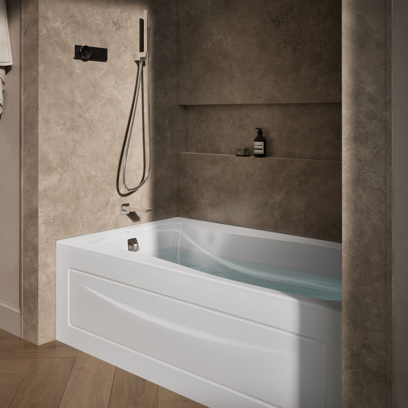 Mariposa Alcove 66" x 36" Soaking Bathtub, Left, White