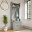 Arbre d'entrée Woodland 24 W avec petit banc à chaussures et tiroir, rangement étroit pour vestibule, gris