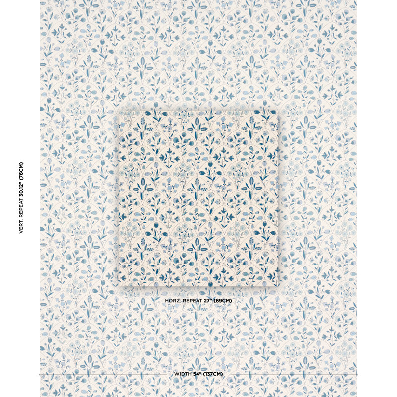 Frances Floral Indoor/Outdoor Fabric, Blues