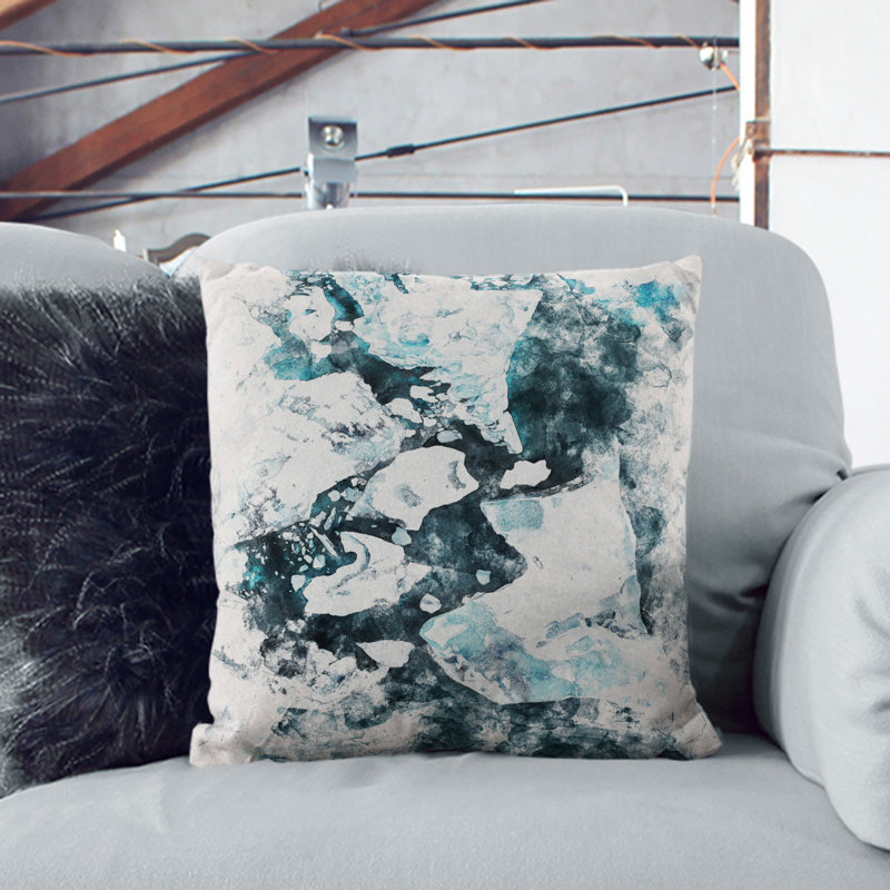 Broken Glacier In Iceland Square Throw Cushion, White, 55cm H x 55cm W x 20cm D