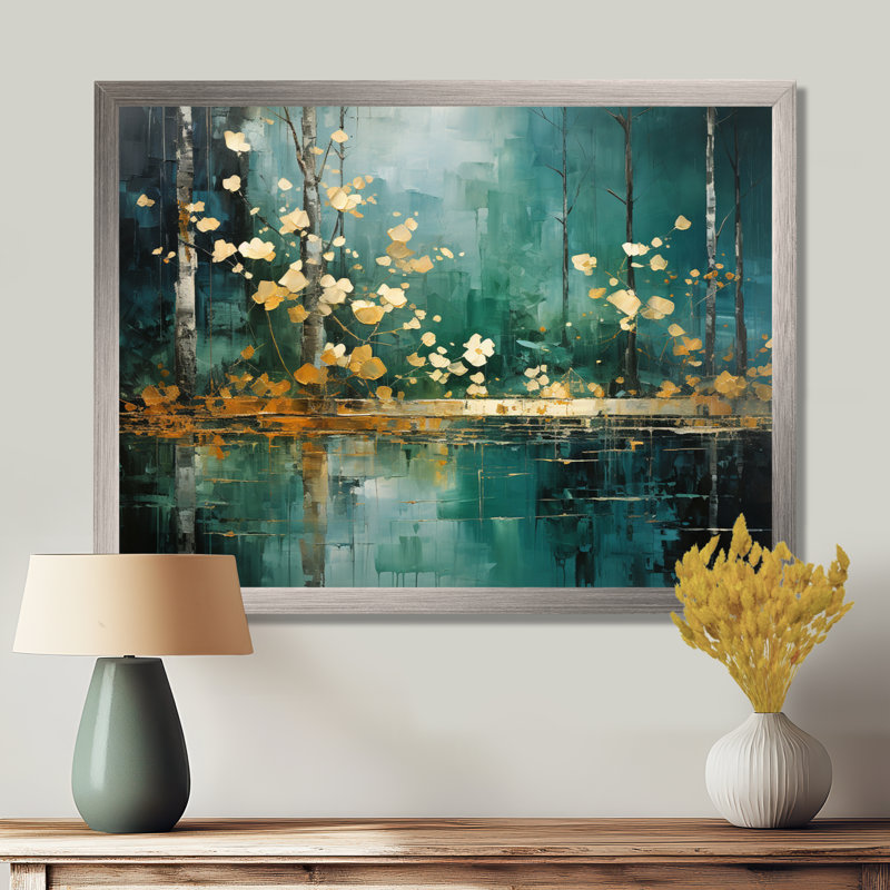 Toile Bold Forest Emerald II - impressions sur toile forêt, H 30 po x l 40 po x P 1,5 po, Cadre flottant noir