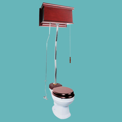 Toilette à chaîne à haut réservoir avec finition en bois d'acajou The Renovators fournir (siège non inclus)