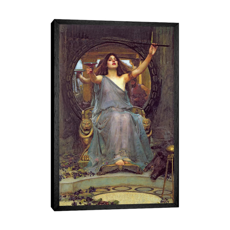 Circe Offering The Cup To Ulysses, 1891 by John William Waterhouse - Painting on Canvas, Black Framed