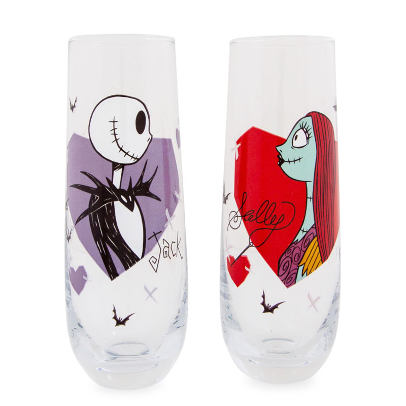 Jack et Sally 2 pièces 9 oz. Ensemble de flûtes en verre