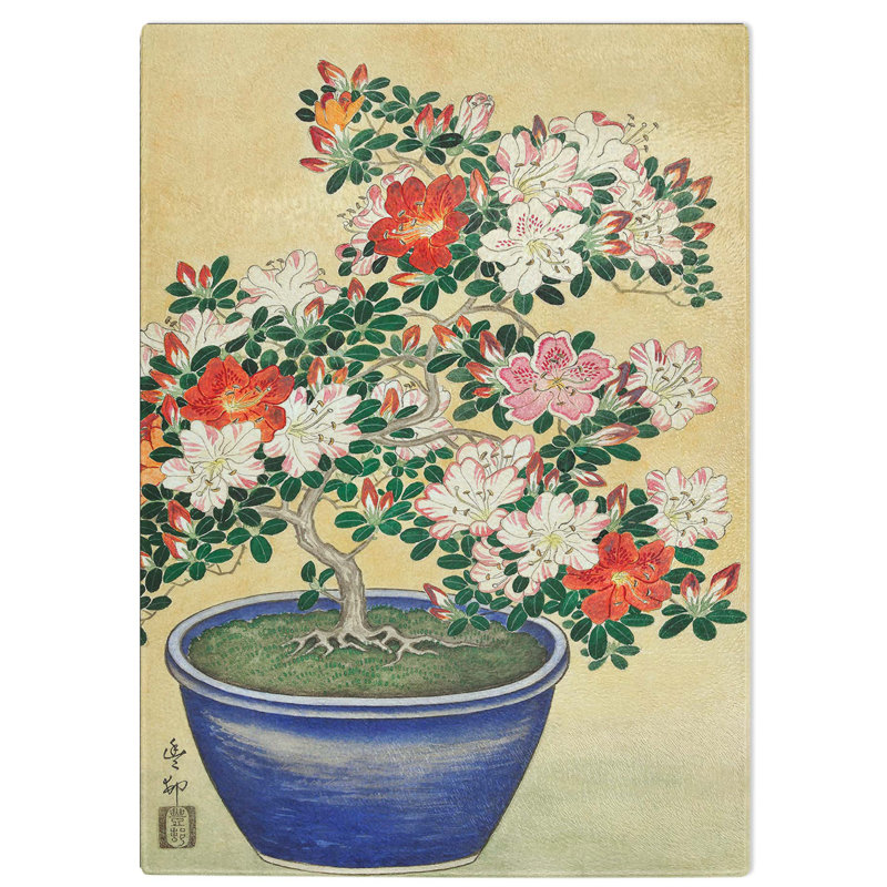 Glass Flowering Azaleas by Ohara Koson Chopping Board, 28.5 cm W x 20 cm L