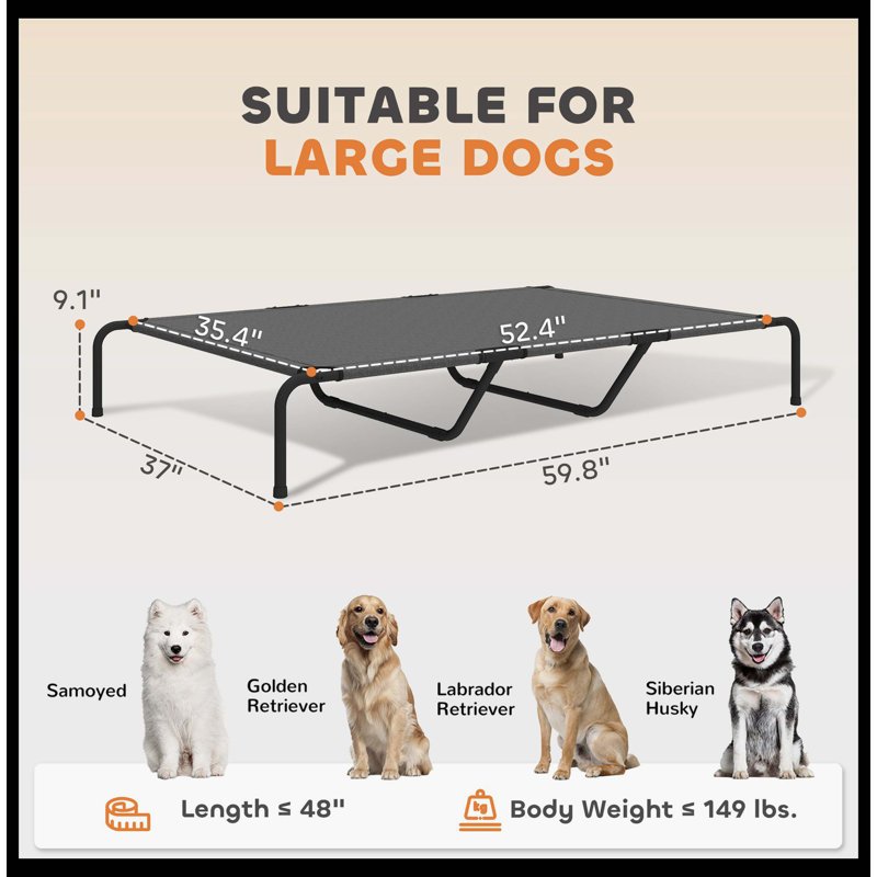 Pet Bed,Elevated Dog Bed, Black/Gray