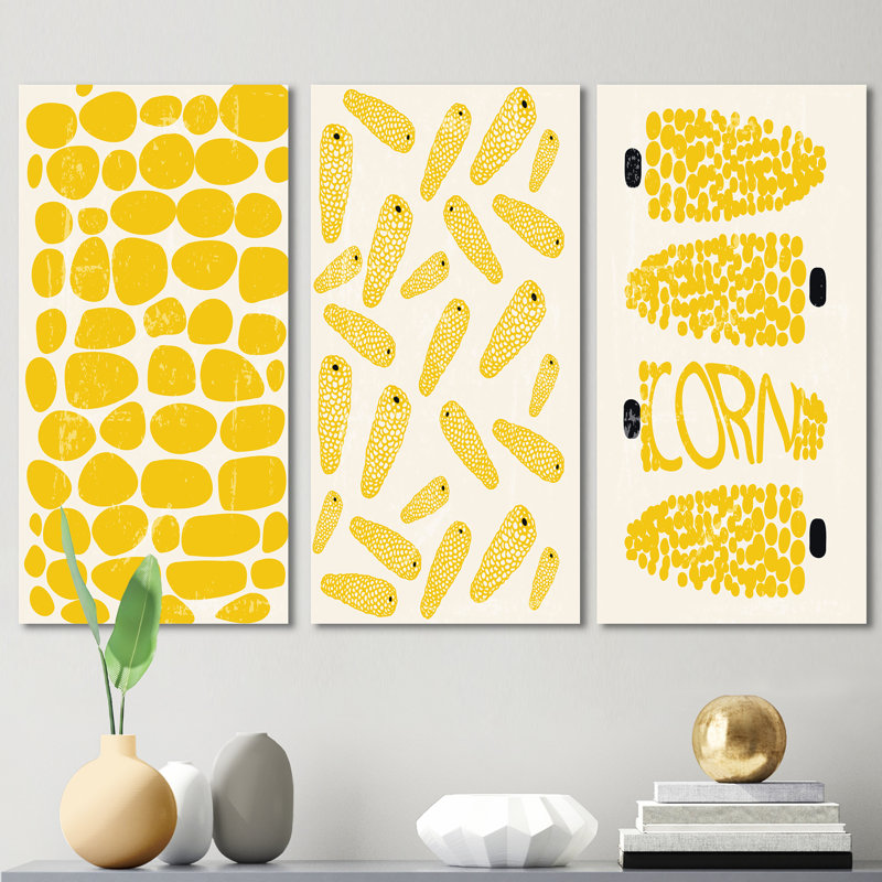 Organic Vintage Fruits I - ensemble de 3 peintures sur toile tendue, L 48 po x H 32 po