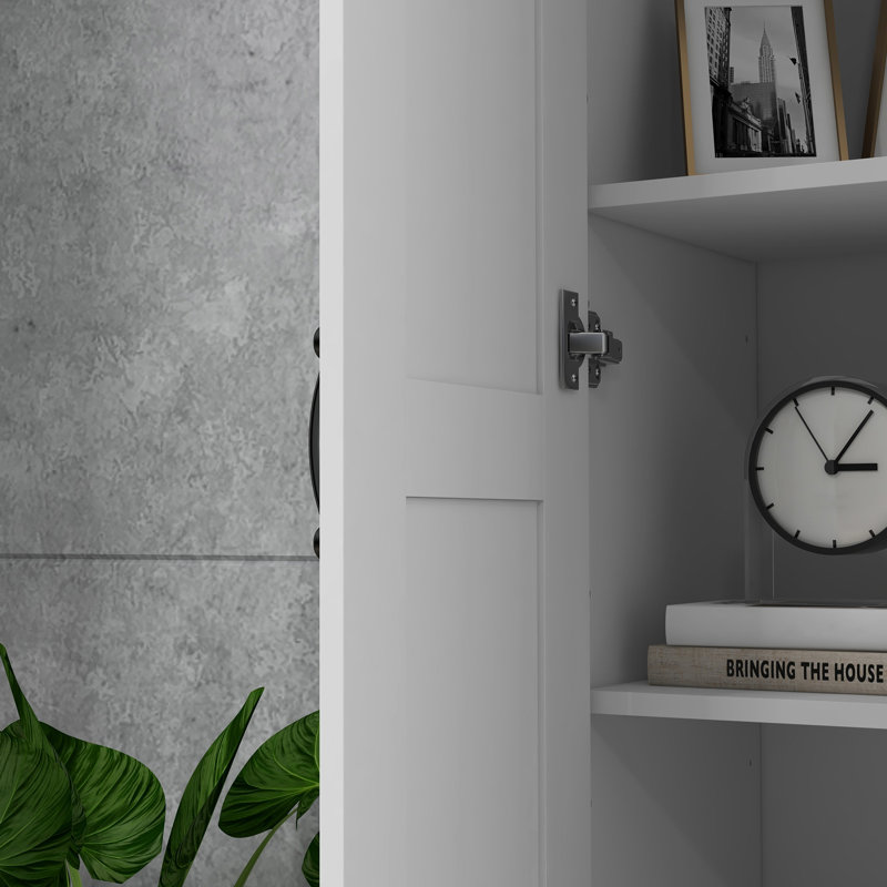 Armoire de rangement de 69 po de hauteur blanche avec un design moderne et une armoire polyvalente