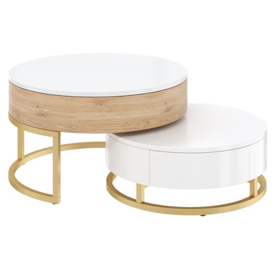Tables basses gigognes modernes à plateau relevable avec 2 tiroirs