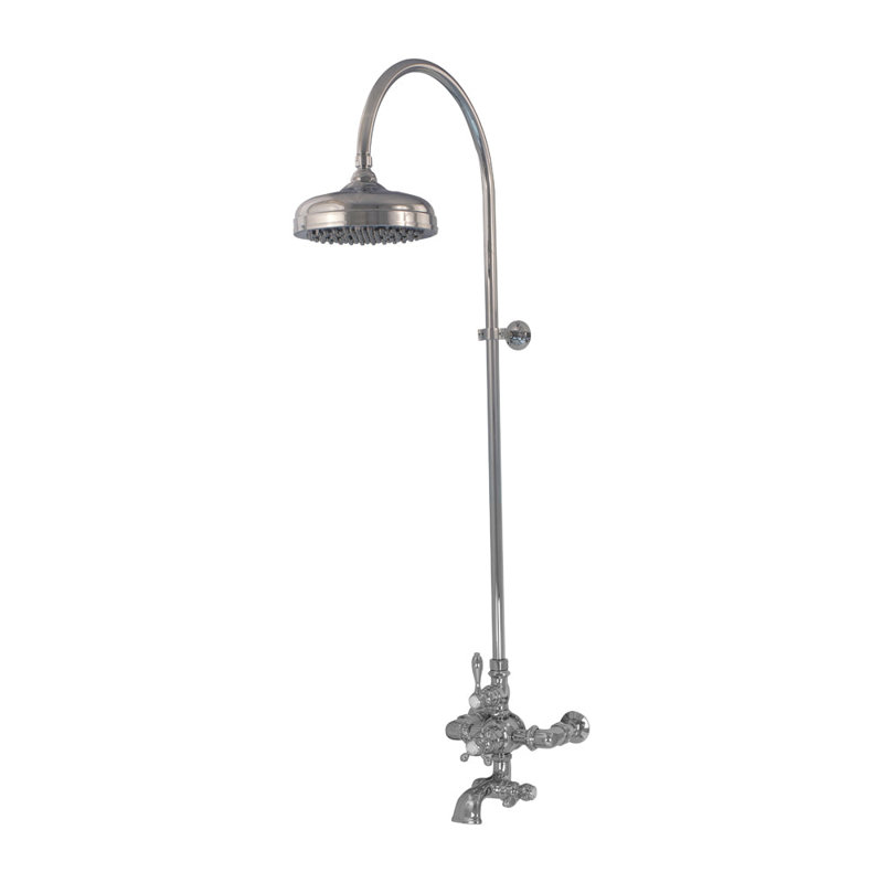 Exposed Thermostatic Shower System 48″ Wall Mounted with 1.75 GPM Lever/Cross Handles, Chrome