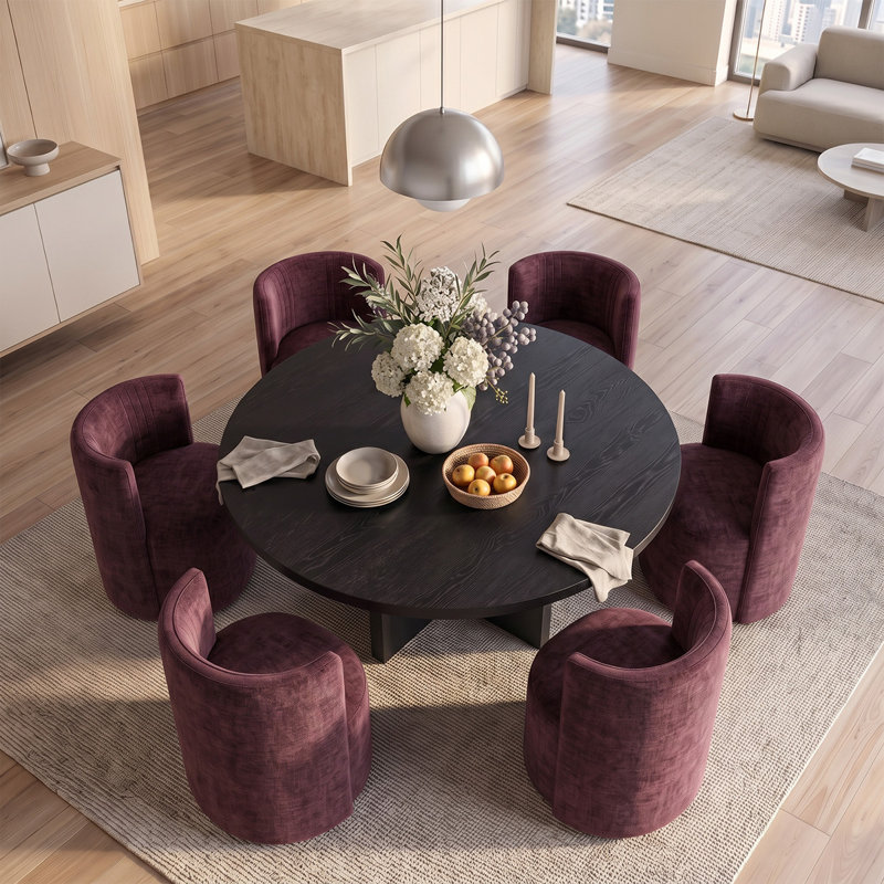 Ensemble de table de salle à manger 60 "avec placages en bois, Vin