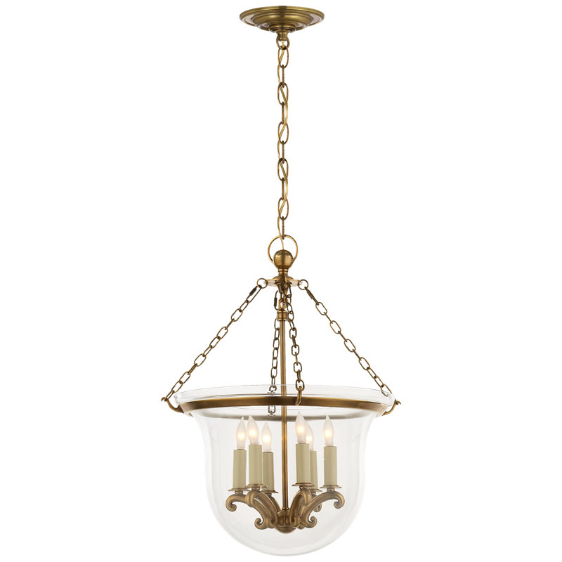 Chapman & Myers Country Bell Jar Lantern, Antique-Burnished Brass, 21" H x 15.5" W x 15.5" D