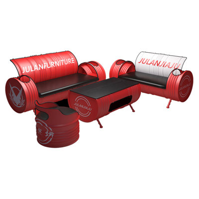 Personalized Industrial Creative Table And Chairs 4 - Piece Faux Leather Living Room Set
