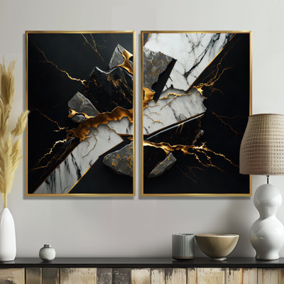 Géode abstraite noire III - impressions sur toile modernes noires