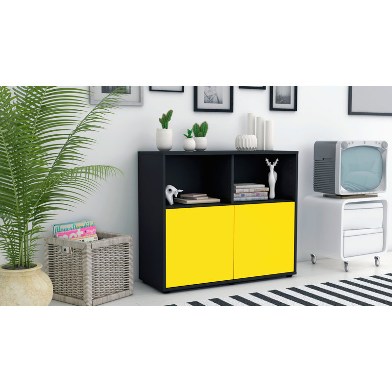 Raleigh 92cm Sideboard, Charcoal/Yellow