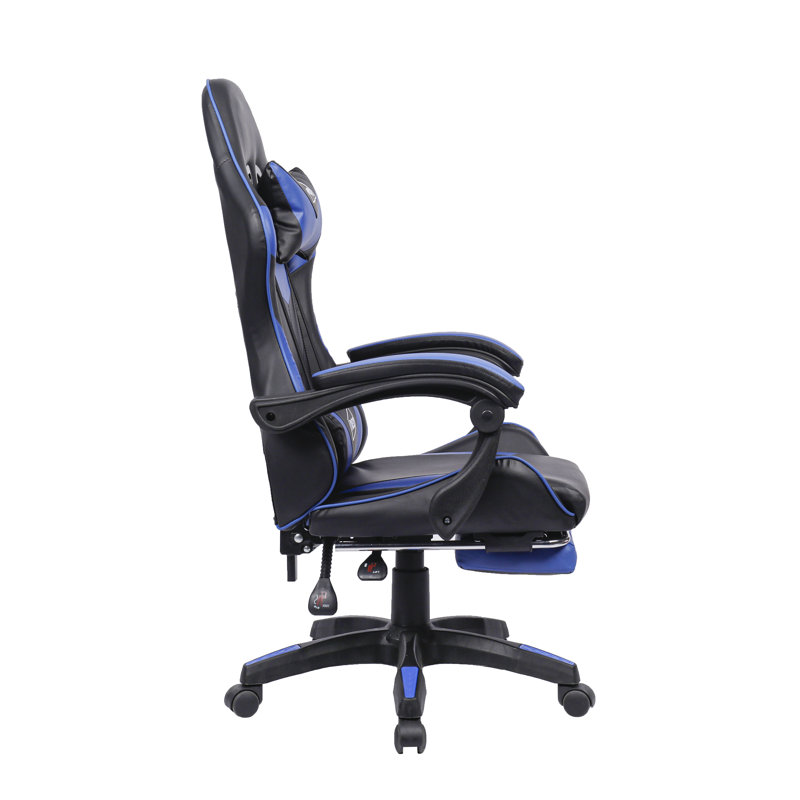 Racing Massage Computer Gaming Chair with Footrest, Blue/Black