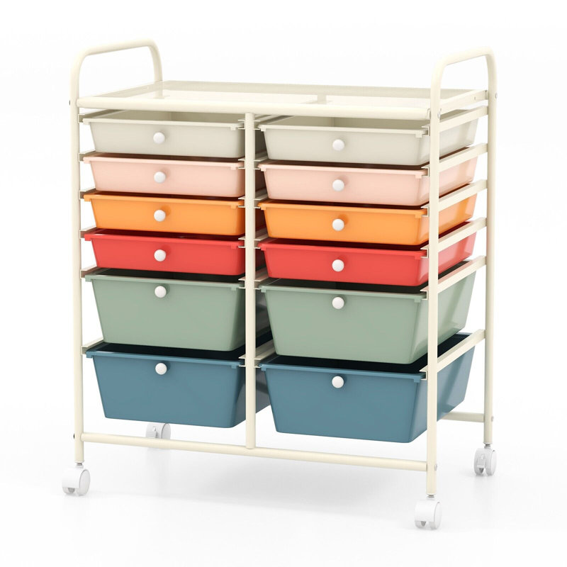 12 Drawer Storage Drawer, Pink/White/Red/Orange/Teal/Blue