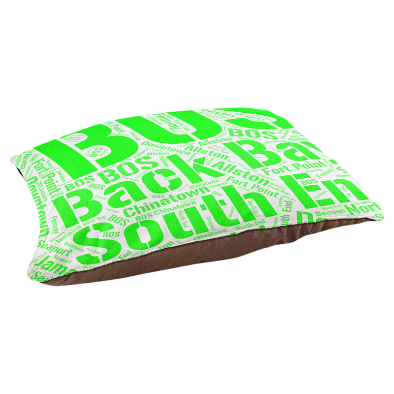 Coussin de chien « districts », Grand (l 40 po x P 30 po x H 14 po), Vert, Boston