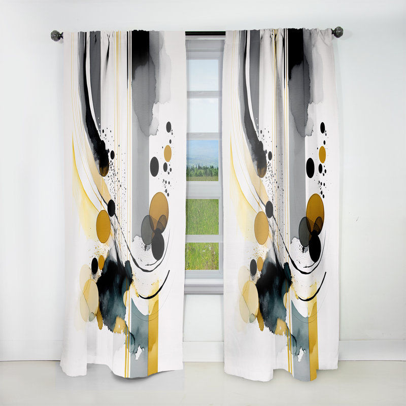Cygnus - Abstract Transitional Shapes I - Modern Velvet Curtain - Room Darkening - 1 panel, 52" W x 120" L