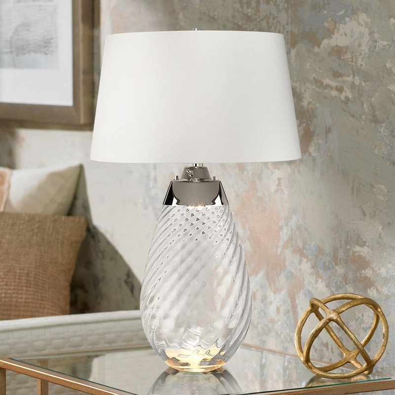 Morrisdale Glass Table Lamp, White, Transparent