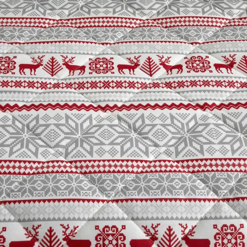 Ensemble de courtepointe en microfibre rouge / gris 3 pièces, Courtepointe pour très grand lit et 2 très grand