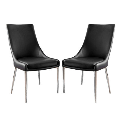 Anilu Upholstered Back Side Chair in Black/White -  Orren Ellis, 47CEE86F4A8947E6A6E6421694166926