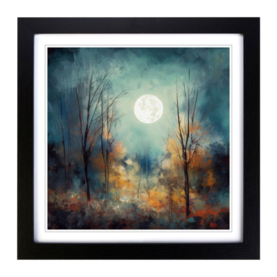 Moon Impressionism - Single Picture Frame Print on Wood