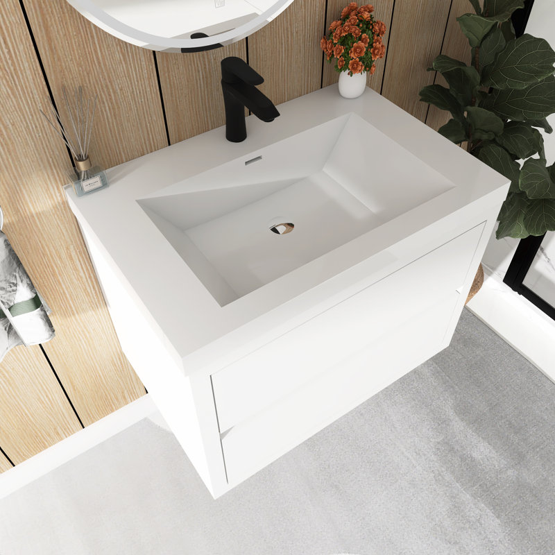 30" Wall-Mounted Bathroom Vanity With Sink, White