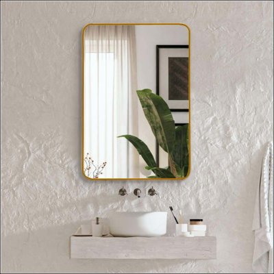 Metal Framed Rectangular Bathrrom Mirror For Wall.