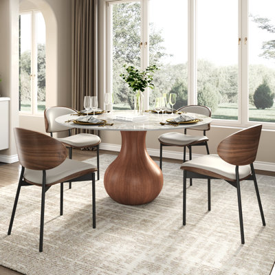 Ensemble repas 5 pièces Otelia + grandes chaises blanches pour 4/6/8/10