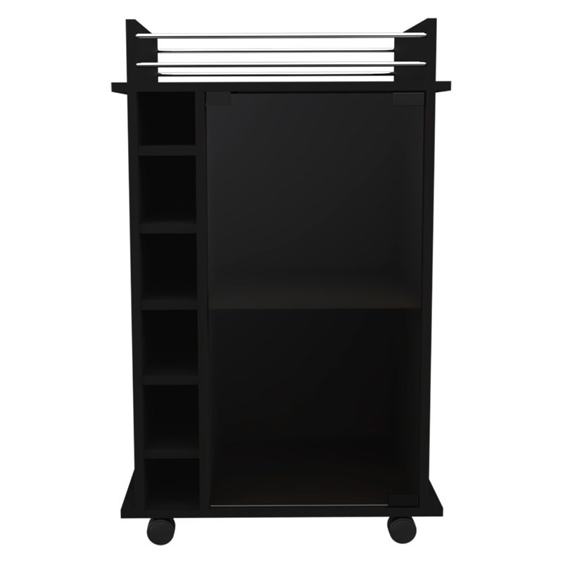 Savannah 6-Bottle 3-Shelf Bar Cart, Black
