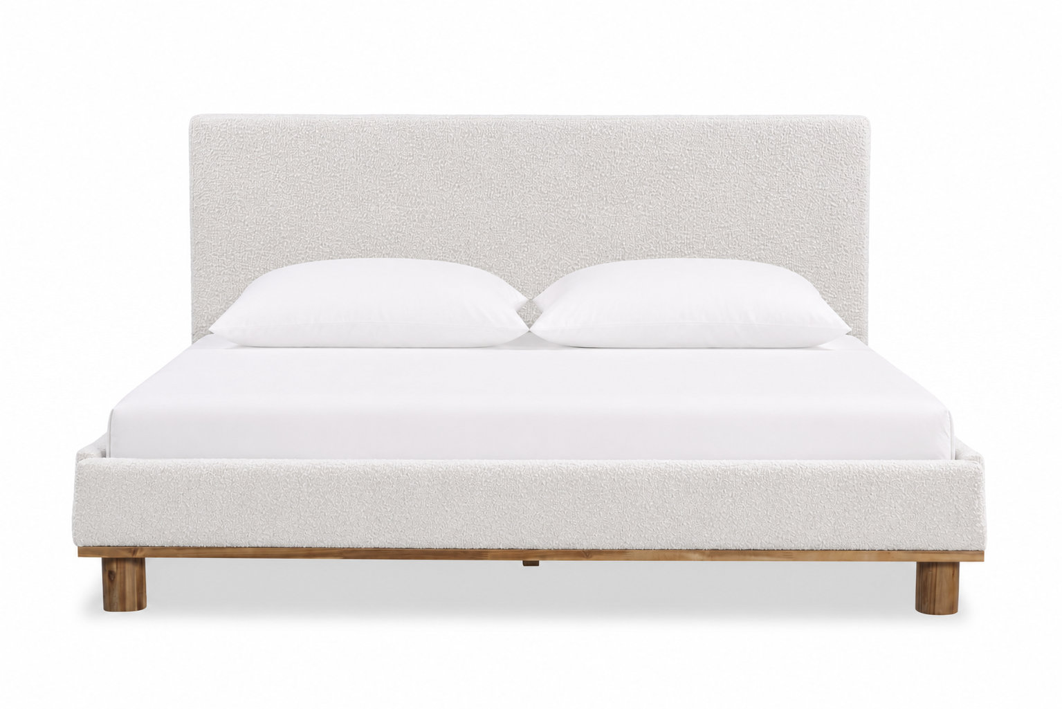 Plaza Upholstered Wood Platform Bed, King, Ivory Boucle