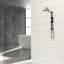 Système de douche à 5 fonctions, noir mat. Tête de 10 pouces et barre coulissante de 26,3 po. Fixation murale, facile à installer. Pluie, massage, modes à bulles. Comprend une tête, un appareil portatif, un tuyau. Buse pour le nettoyage. Aucune trousse de garniture de valve-120997346