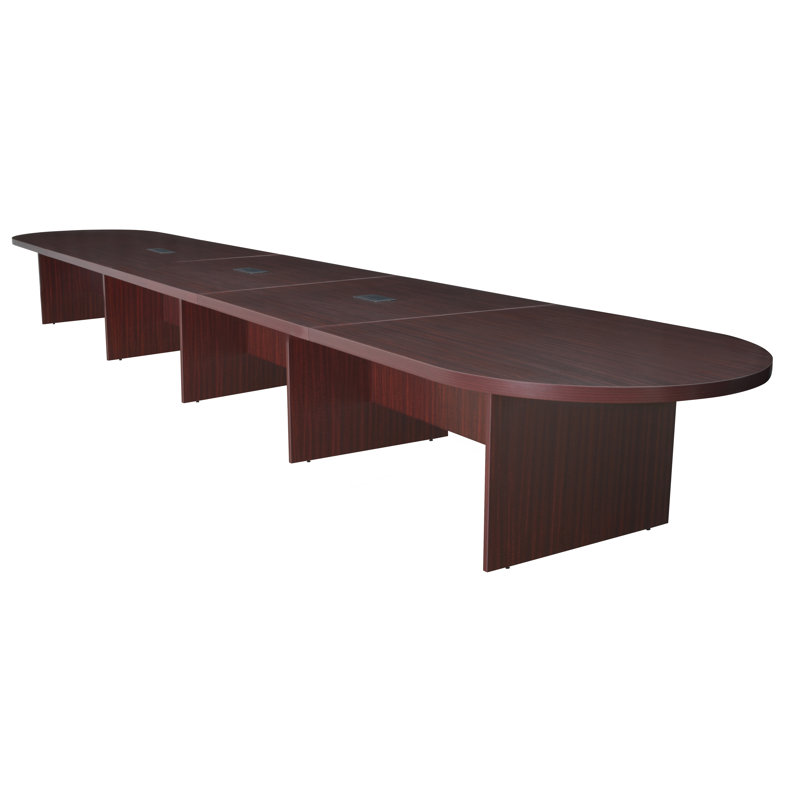 Table de conférence Nickyla Racetrack avec port de charge, Acajou, H 29 po x L 71 po x l 35 po