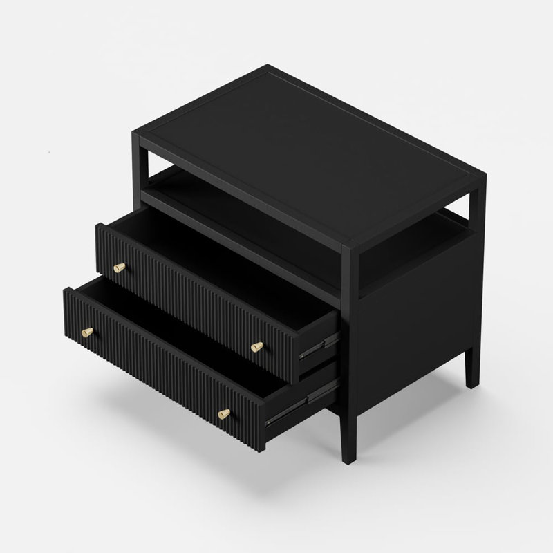 Stria 30" Fluted 2-Drawer Wide Smart Nightstand
